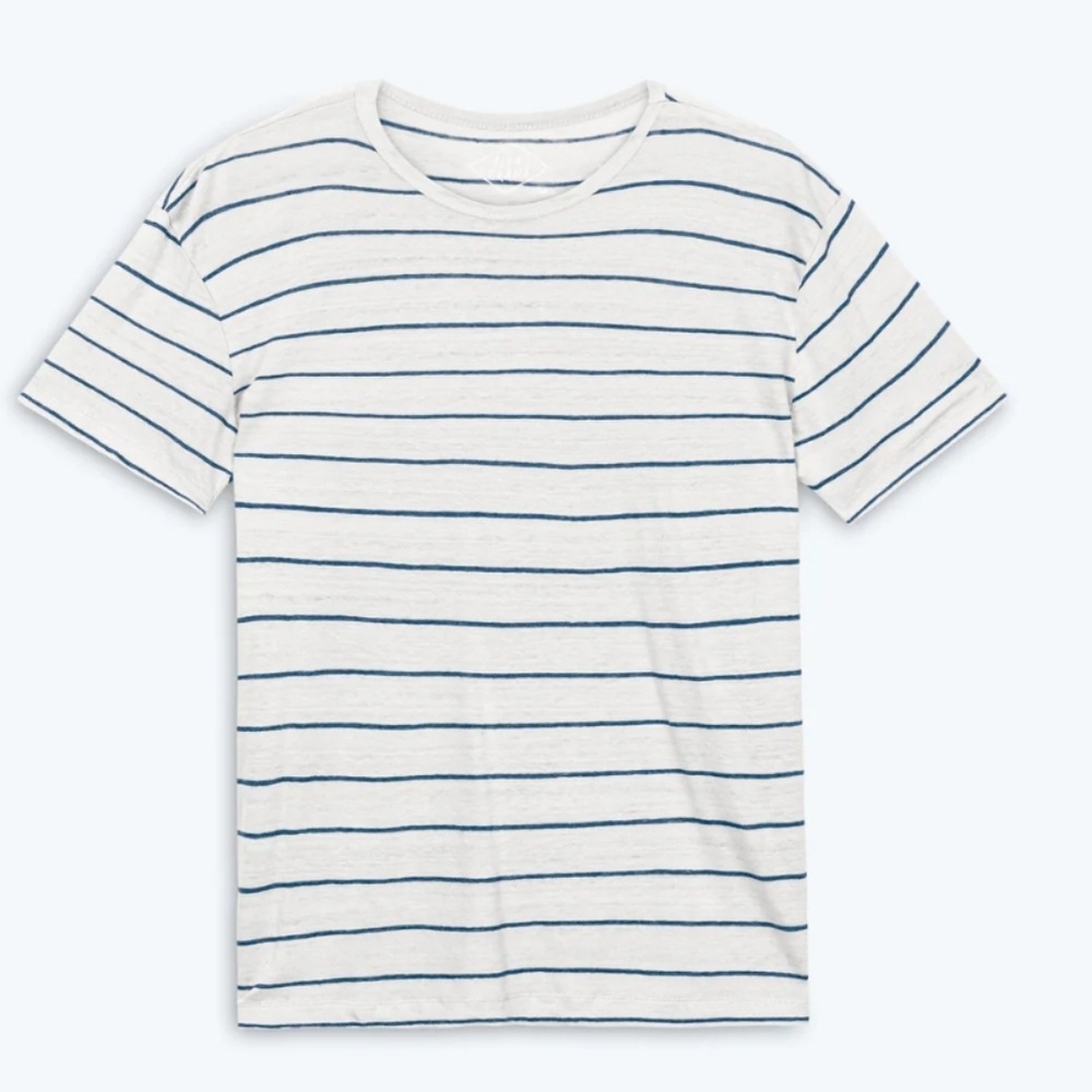 Men's Short Sleeve Crewneck Stripe Tee - White/Blue